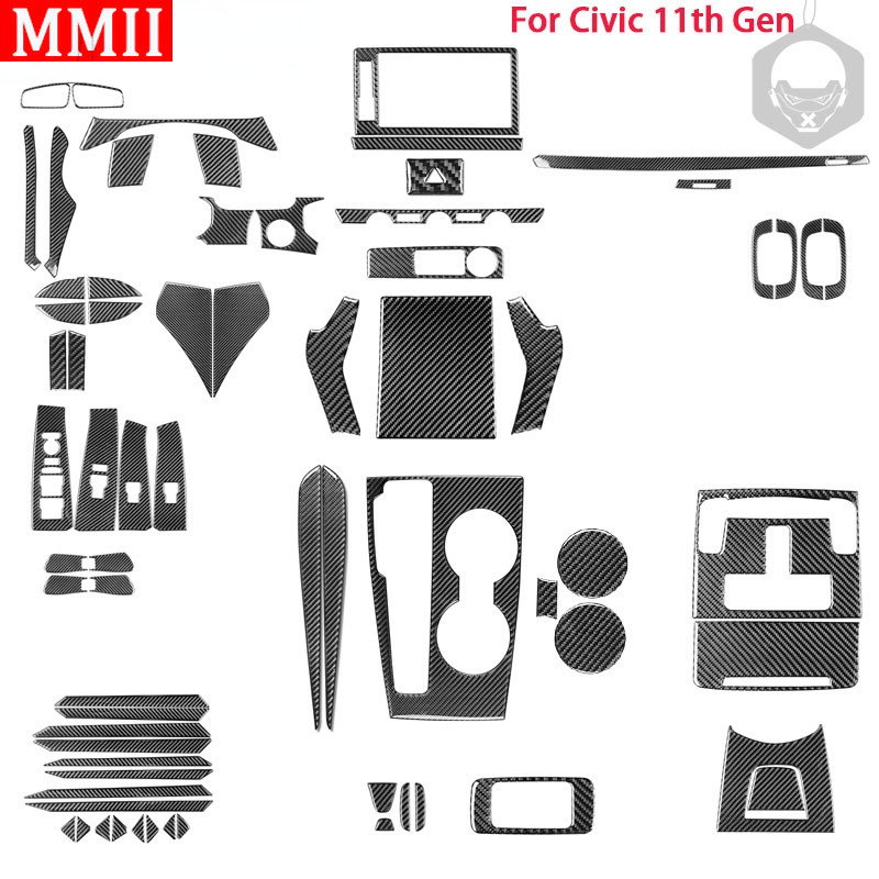 RRX for 11th Gen Honda Civic 2022 Interior Carbon Fiber Air Outlet Gear Shift Window Lift Decor Trim