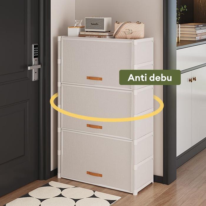 Rak Sepatu Anti Debu Tertutup Lemari Sepatu Kain 9 Susun Rak Sepatu Portable Tahan Air & Debu