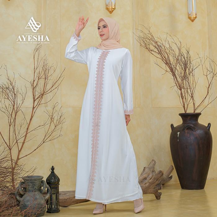 Gamis Putih Wanita Abaya Turkey Mewah Elegan Premium Terbaru