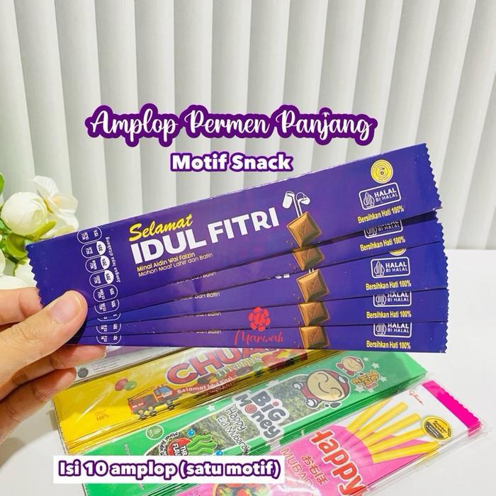 PREMIUM Amplop Permen Panjang Motif Snack Isi 10 Amplop Lebaran Snack Panjang Amplop Lebaran Permen