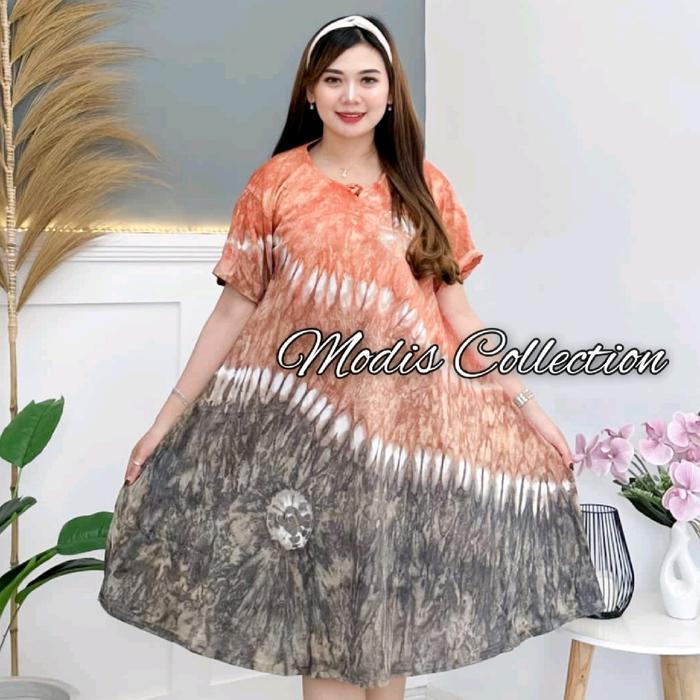 "New" Daster Kaos Payung Jumbo Wanita Dewasa Dada Tali Depan Tidak Busui Model Lengan Pendek Kerah