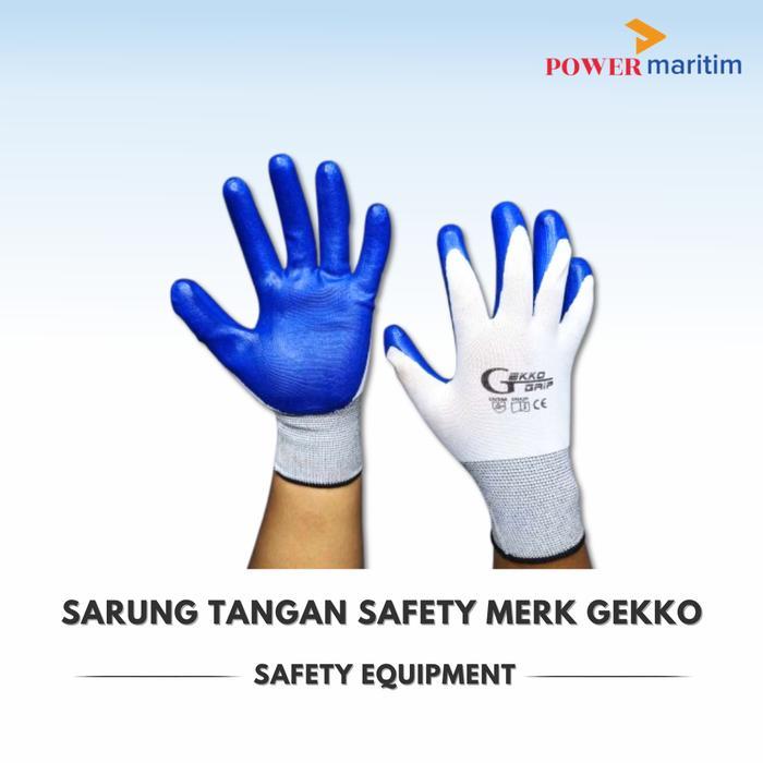 Sarung Tangan Latex Anti Slip Merk Gekko Hand Glove Safety Biru Putih