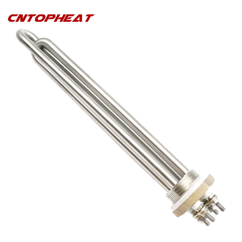 Pemanas Air DC 48V 3000W SUS304 DN25 Elemen Pemanas Perendaman 1 "BSP Pemanas Listrik Berbentuk Tabu