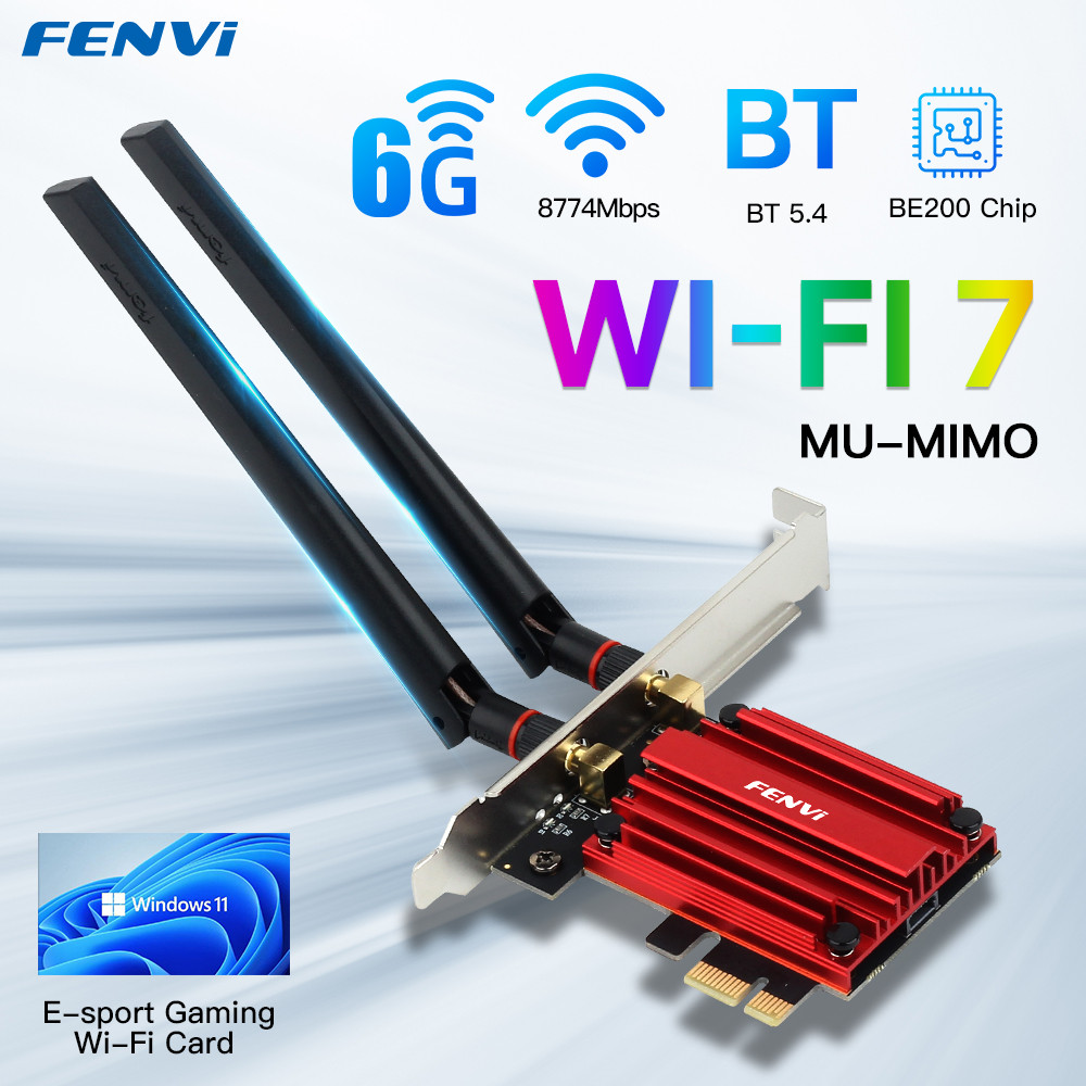 FENVI WiFi 7 BE200 PCIE WiFi Adapter For Bluetooth 5.4 Tri-Band 2.4G/5G/6GHz 8774Mbps BE200NGW