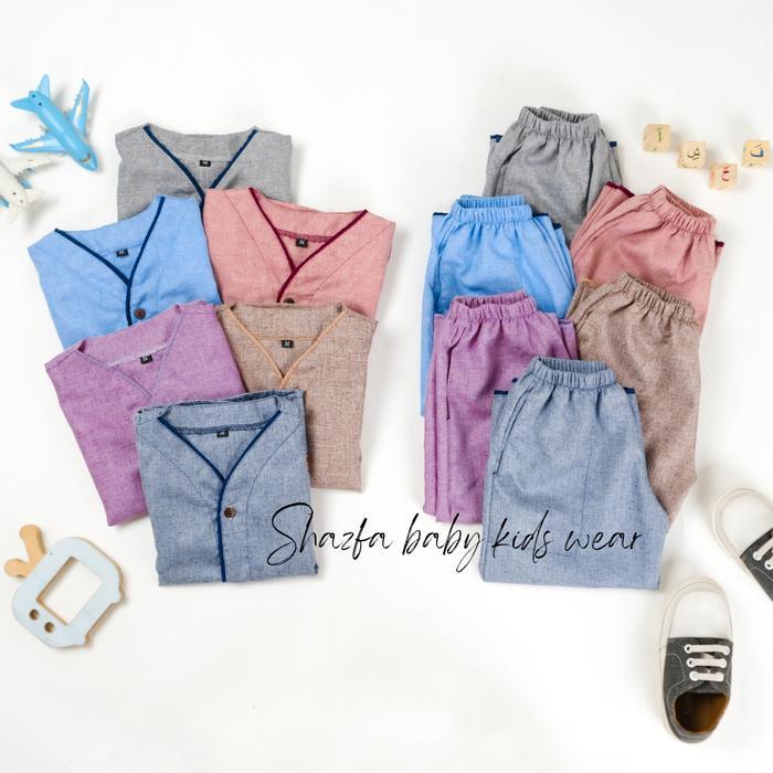 (SPESIAL RAMADHAN) KOKO MADINAH BAYI 6 BULAN - 5 TAHUN MOTIF KERAH KIMONO BERBAHAN KATUN MADINAH