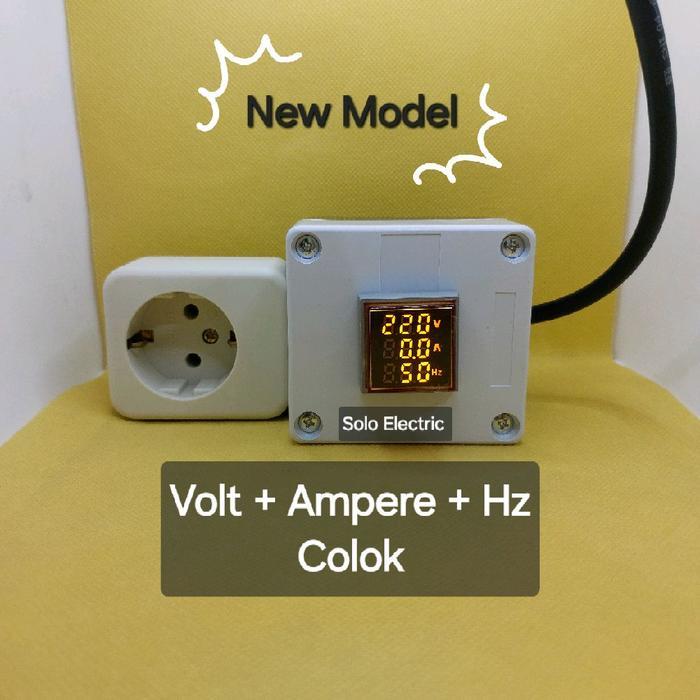 Voltmeter Digital + Ampere Meter Digital + Hz Meter Digital Langsung Pakai Volt Ampere Colok Terbaru