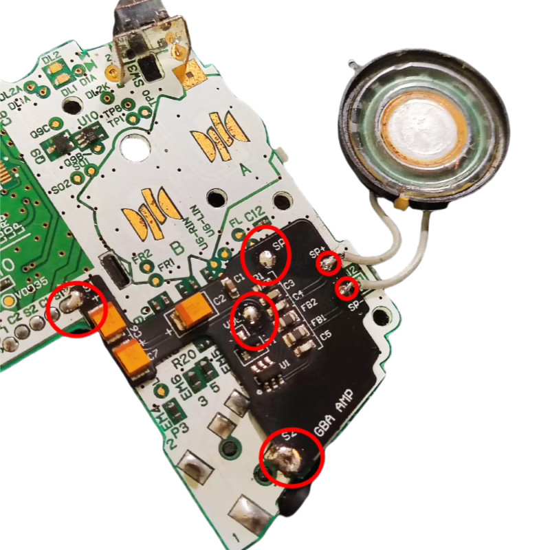 Audio Amplifier Board Sound Enhancer Flex Amp + Speaker (Kit) Removing Noise From Gba Gameboy