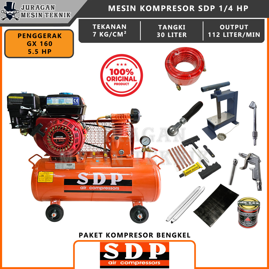 Mesin Kompresor Bensin SDP by Shark 1/4HP Siap Pakai