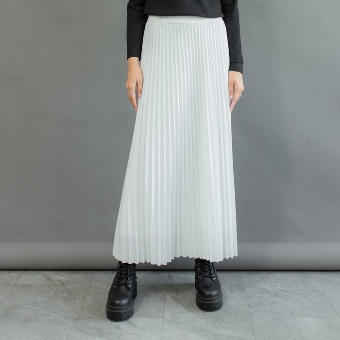 Stok Baru ROK PUTIH PLEATS FULL FURING PRIMA HIJAB OUTFIT (3610) Muslim Wanita Panjang Bawahan