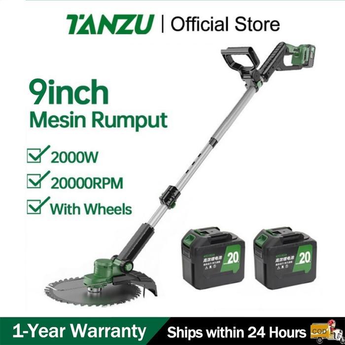 CodTanzu 21V Lawn Mower Brushless Mesin Potong Rumput Mesin Pemotong Rumput Listrik Pemangkas Rumput