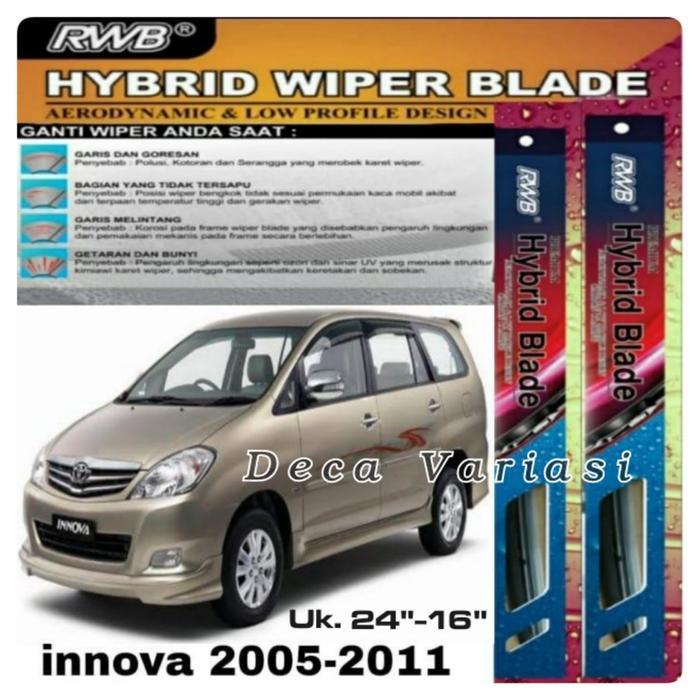 Wiper Kaca Depan Mobil Innova Lama Wiper Hybrid Blade Innova Lama 2005 - 2011 Uk 24" & 16" RWB