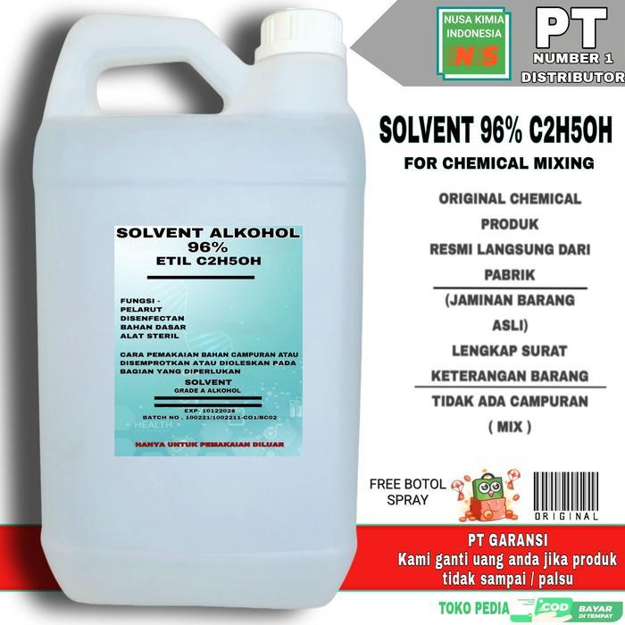 ALKOHOL 96% 5 LITER FOOD GRADE SOLVENT / GRADE S FOOD SOLVENT PELARUT KIMIA DAN PARFUM / SOLVENT