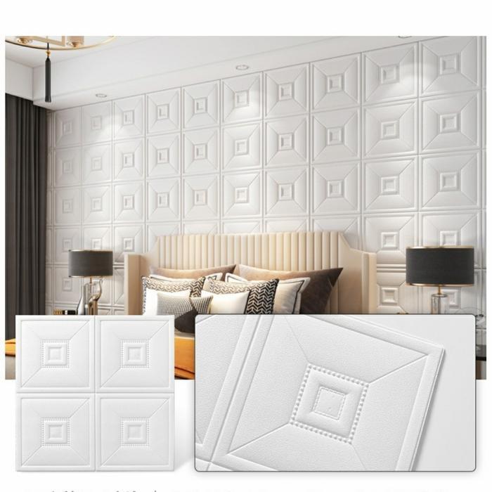 "New" wallpaper foam sticker wall panel diamond 3D 70x70 cm tebal 7.5 mm