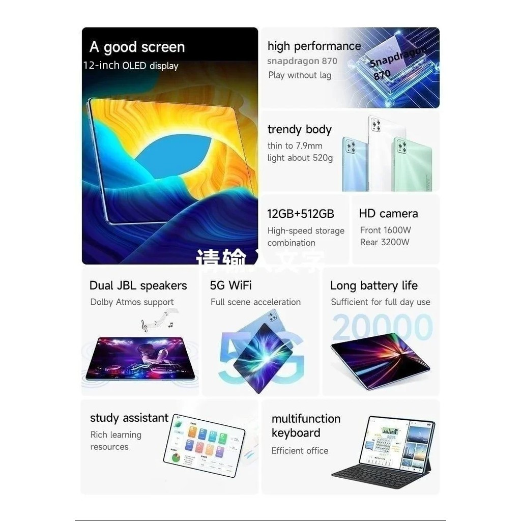 Original Tablet iPad Air Pro 12 Inch 22GB 2TB tablet Android 14 ?????? Pad Phone Dual SIM 5G Wifi