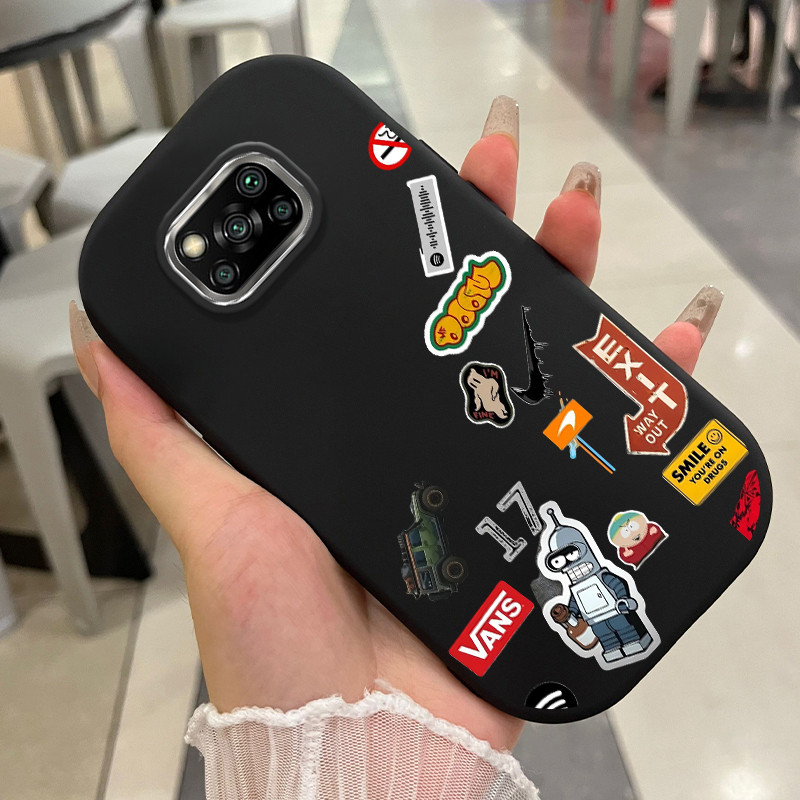 Casing Hp Untuk Xiaomi POCO X3 POCO X3 Pro POCO X3 GT POCO X3 NFC Case Stiker Robot Angin Kasing sil