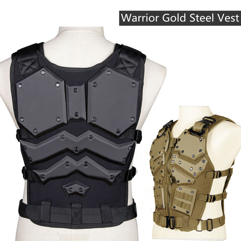 Tactical Gold Steel Vest Military At Vest Men'S Tactical Hunting Vest Army Adjustable Armor Outdoor