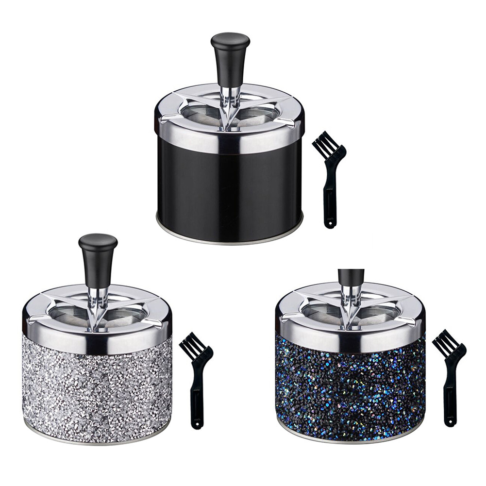 Push Down Ashtray with Lid Spinning Ashtray Windproof Self-Cleaning Ashtray Car Ashtray for Home