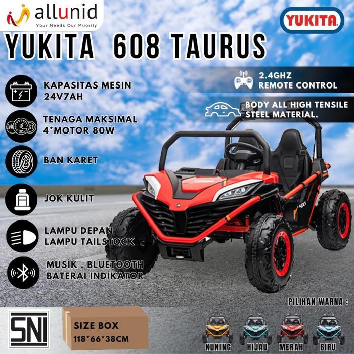 Mainan Anak Mobil Aki JEEP YUKITA 608 TAURUS - MERAH - Kuning - Hijau