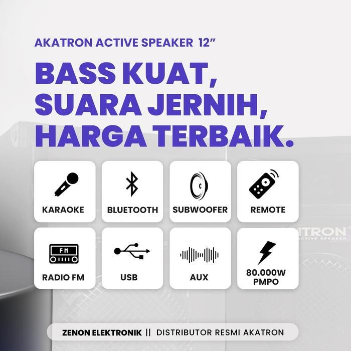 Akatron 12 Inch Super Bass - Speaker Aktif Bluetooth Karaoke Microphone Subwoofer Sound Besar Murah