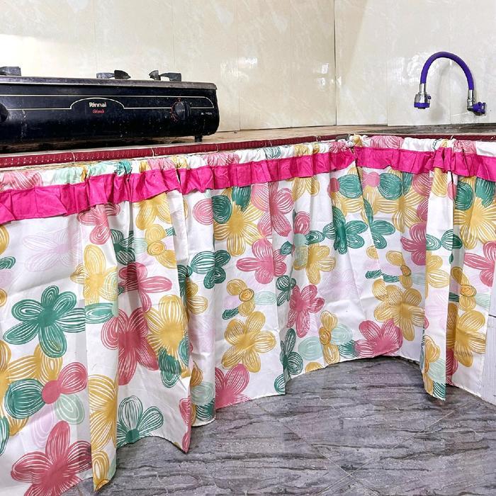 Premium Paket 4 Pcs Gorden Kolong Dapur Bahan Katun Hordeng Kain Korden Original