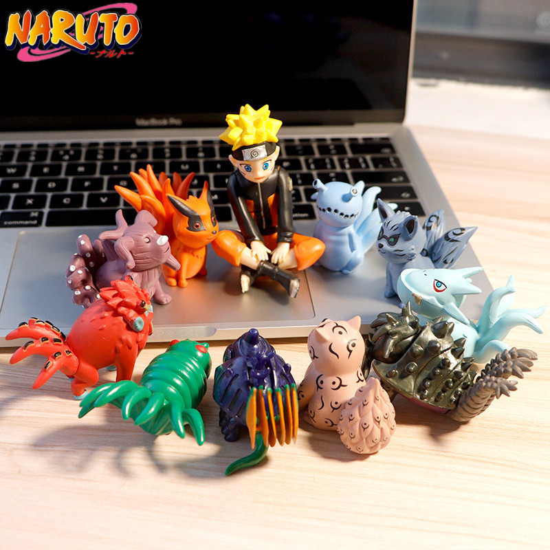 11pcs/set Naruto Q Version Anime Figure Uzumaki Bijuu Kurama Action Figure Collection Model Dolls