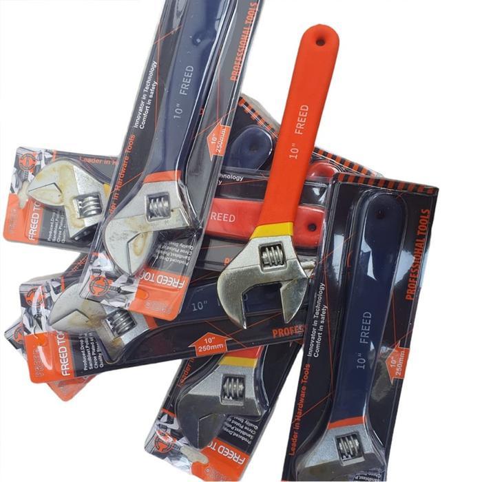 FREED Kunci Inggris Baja Ukuran 8 Inch 10 Inch - Kunci Inggris Gagang Lapis Karet - Kunci Inggris