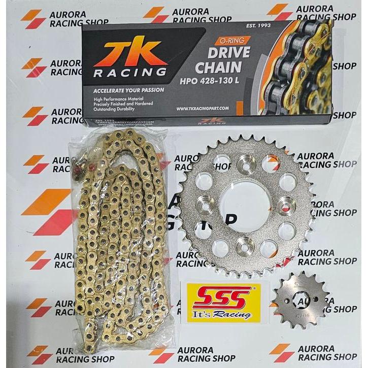 Spesial Gear Set Sss / Tk 428 Supra X 125 / Fit New / Blade & Rantai Tk O Ring 428 Hpo Gold Terlaris