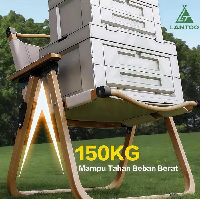 LANTOO Kursi Lipat 2PCS Outdoor Kermit Kursi Pantai Lipat Dengan Gagang Kayu Kursi Camping 1Set