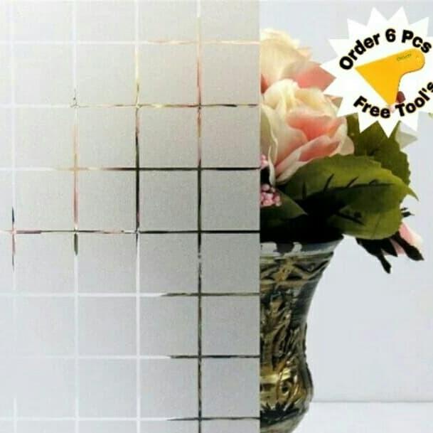 Sticker Stiker Kaca Sunblast Kaca Sanblast Kaca Sandblast Kaca Motif Kotak Lebar 90cm
