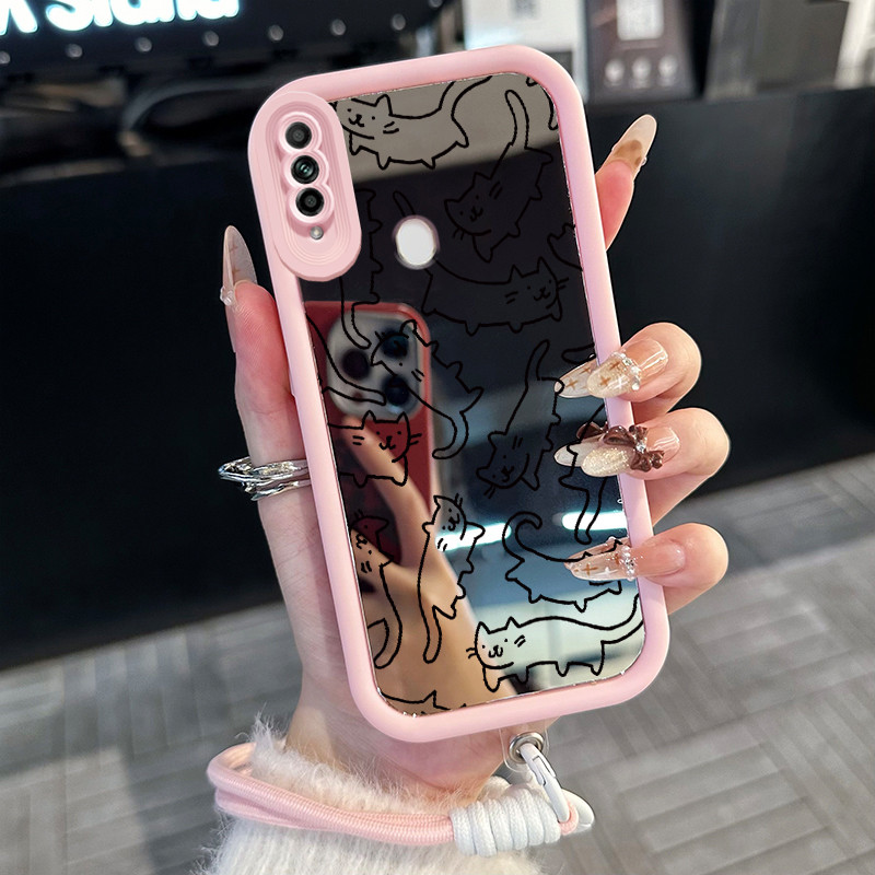 Casing Hp untuk OPPO A31 A8 Case Casing HP Softcase ponsel silikon Kasing lembut anti Cermin tali pe