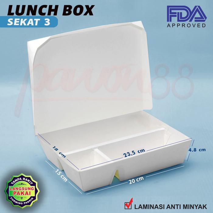 Paper Lunch Box SEKAT 3 - Kotak Bento Sekat 3