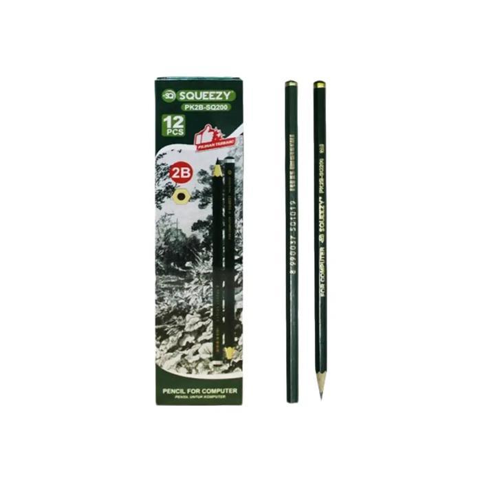 12 Pcs Pensil Tulis Kayu 2B Hijau untuk Perlengkapan Kantor Komputer - Stationery