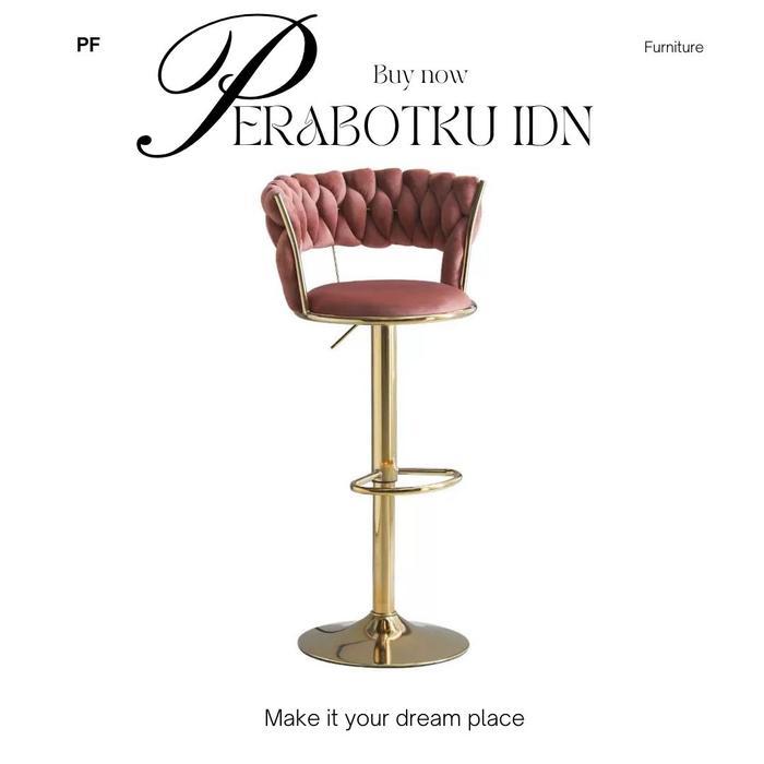 KURSI BAR GOLD MEWAH BANGKU TINGGI KURSI CAFE BARSTOOL KURSI BAR PUTAR - COKLAT