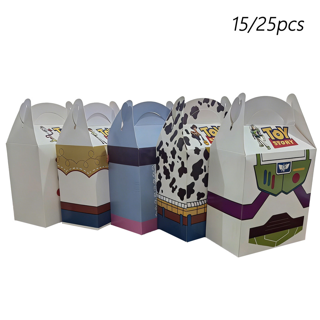 15/25pcs Toy Story White Card gift bags, printed gift bags, packaging bags, moon handbags, food