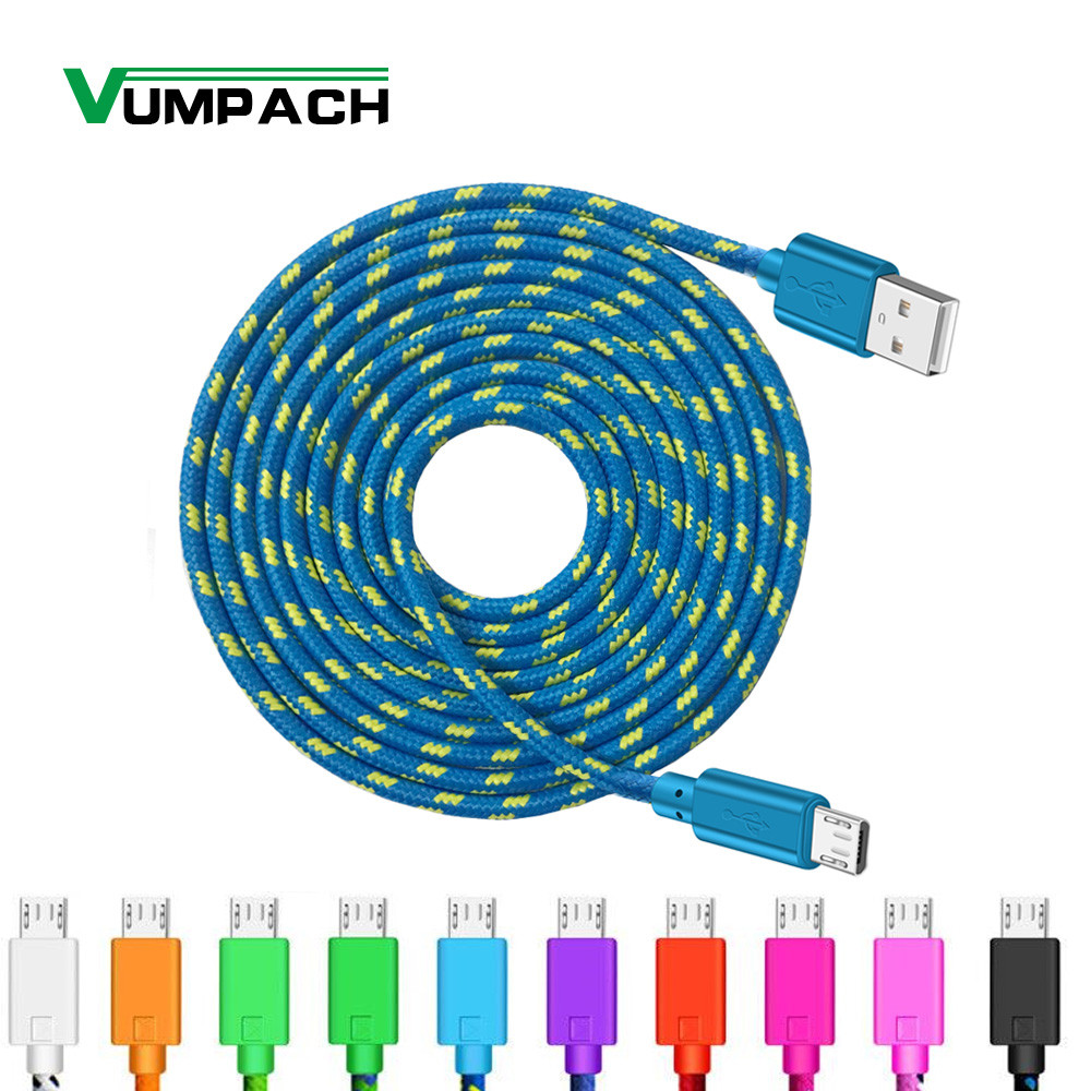 Micro USB Cable 1m 2m 3m Nylon Braided Data Sync USB Charger Cable For    HTC Android Phone USB Micr