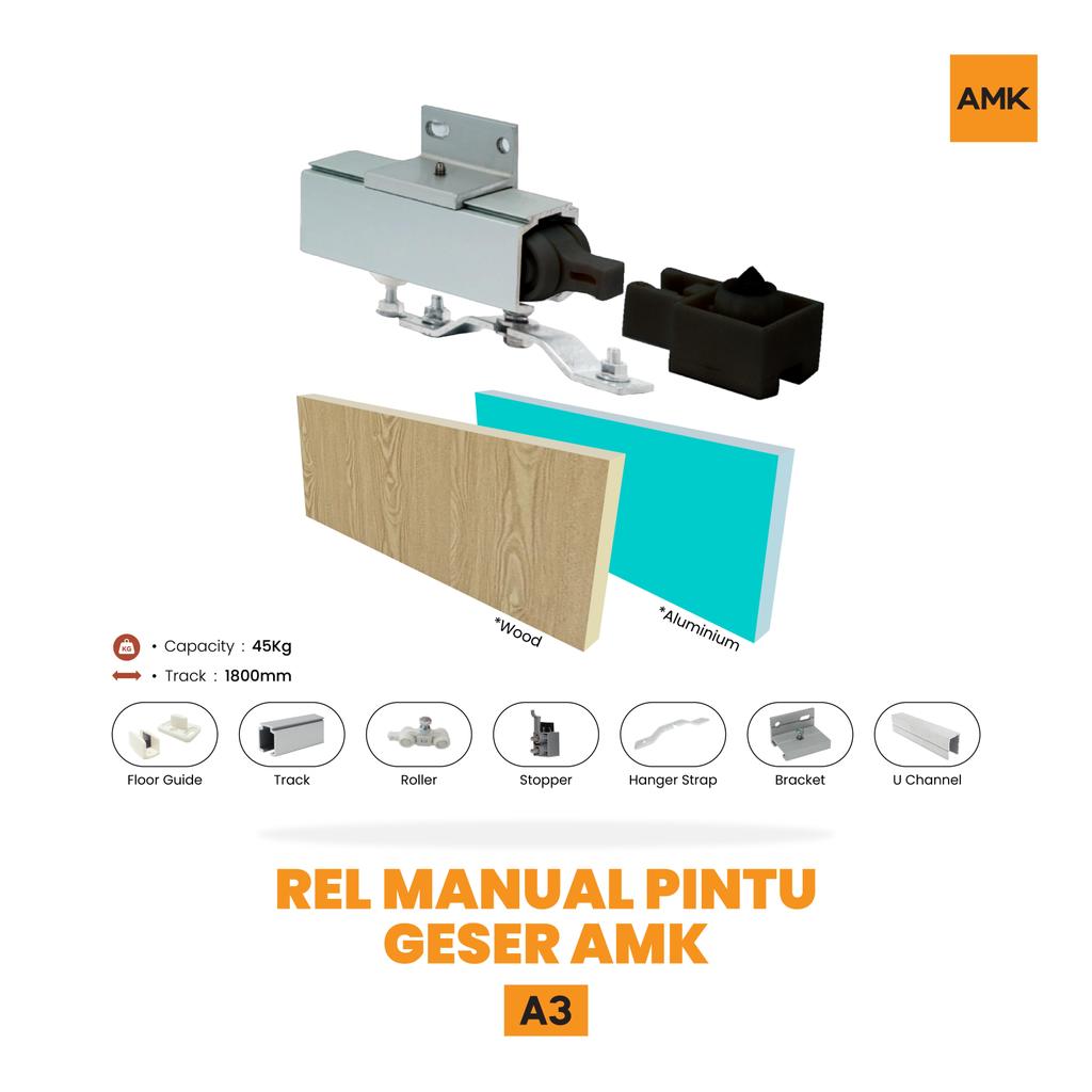 Aksesoris Rel Sliding AMK A3 Wood, Aksesoris