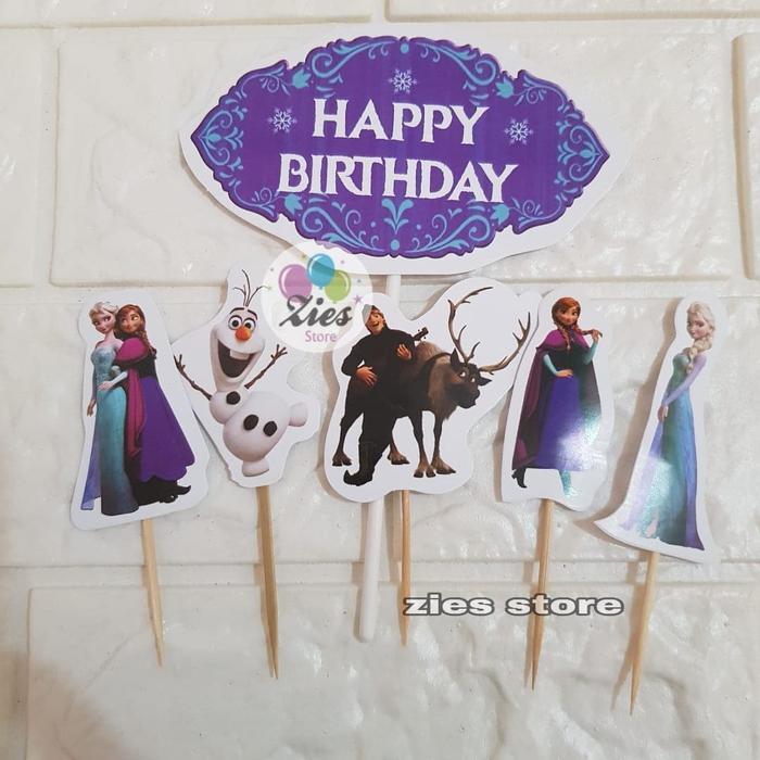 cake topper happy birthday / cake topper frozen / hiasan kue