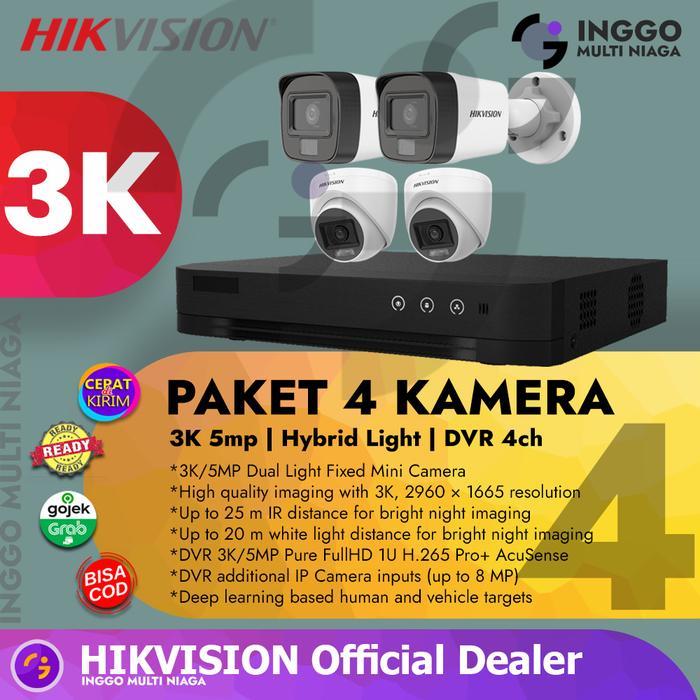 Paket Cctv Hikvision ( 4 Kamera ) High Res Instalasi Pasang Dipandu