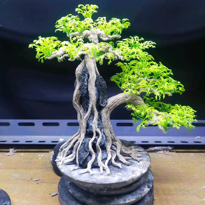 Bonsai Aquascape Diatas Batu Bonsai Plastik - Produk Plastik