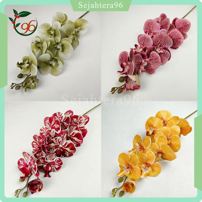 "New" Bunga Anggrek Bulan Latex Cabang 9 - 1 PCS Bunga Anggrek Artificial Bunga Plastik Import -