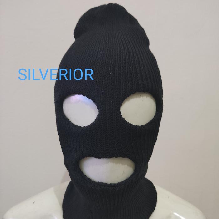ASLI Topeng masker sarung kepala tutup pelindung wajah muka ninja hitam READY STOCK