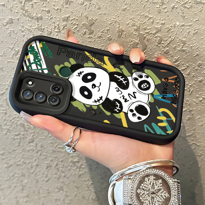Casing Hp Realme 7i Realme C17 Case Casing Panda kecil yang rusak pola Kasus HP Tangga Langit Mewah 