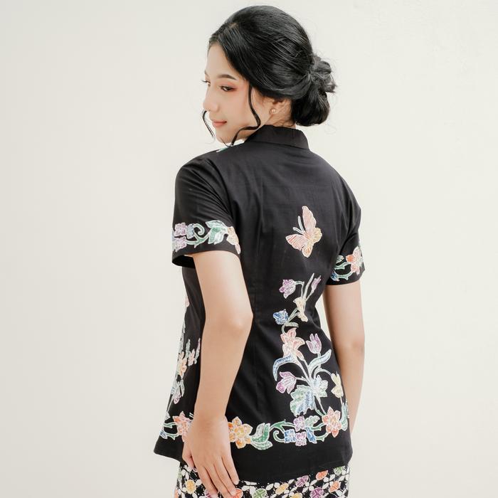Kebaya Encim Batik Lengan Pendek - Hitam