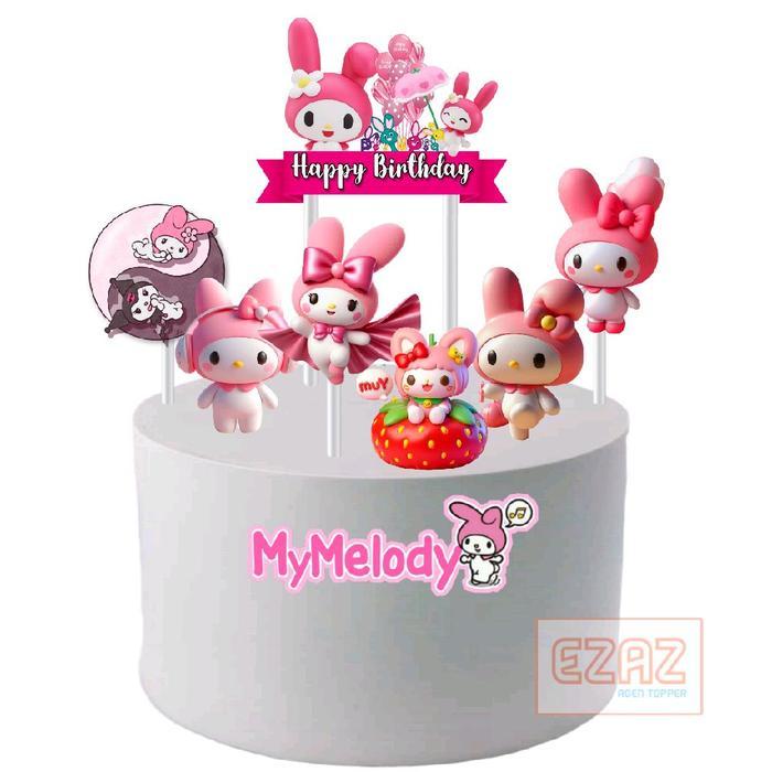 my melody, topper kue melody, hiasan kue ulang tahun, topper cake, topper karakter my melody