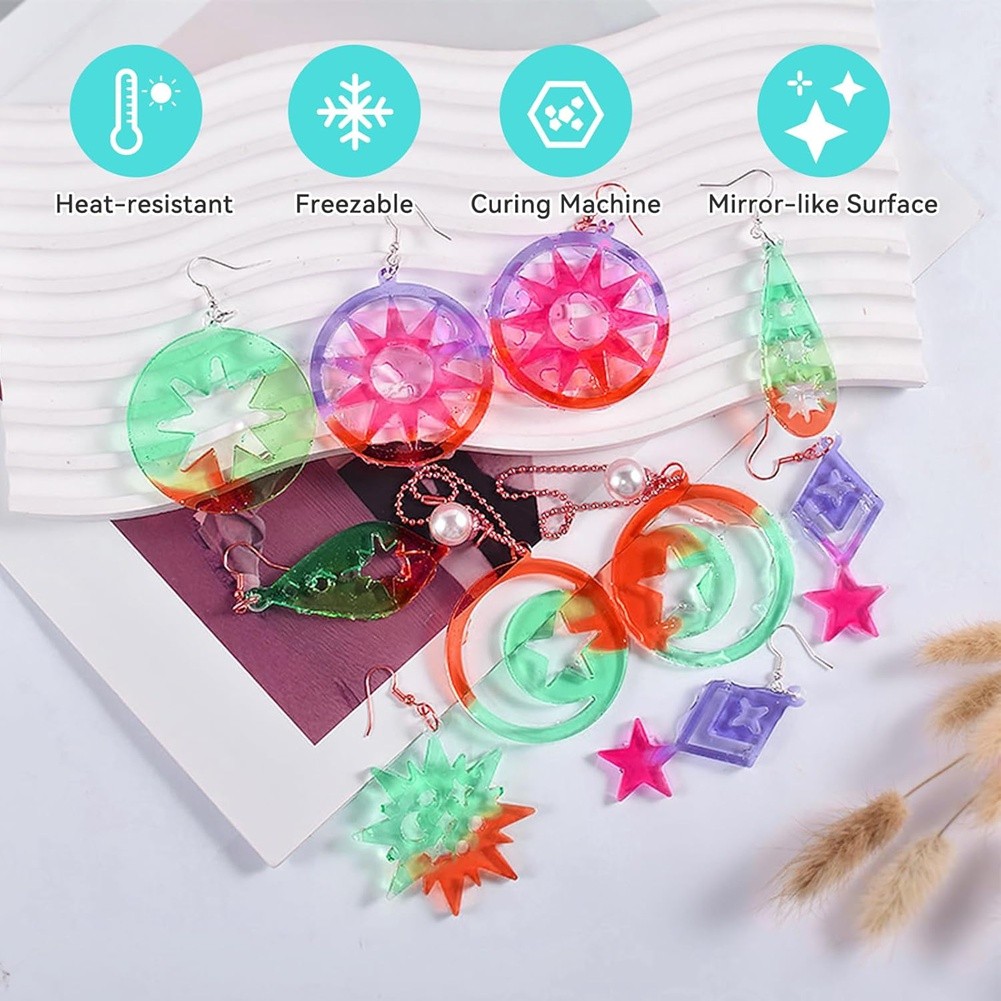 AG-143Pcs Resin Earring Mold Kit Silicone Resin Molds Resin Molds For Jewelry,DIY Art Craft