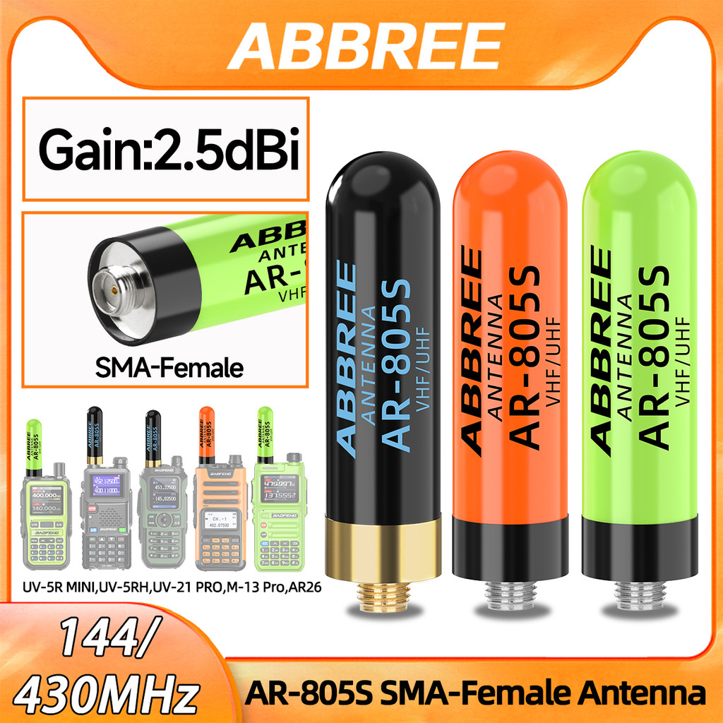 Abbree Ar-805S Sma- Female Walkie Talkie Antenna Vhf Uhf High Gain Antenna For Baofeng Bf-888S -5R