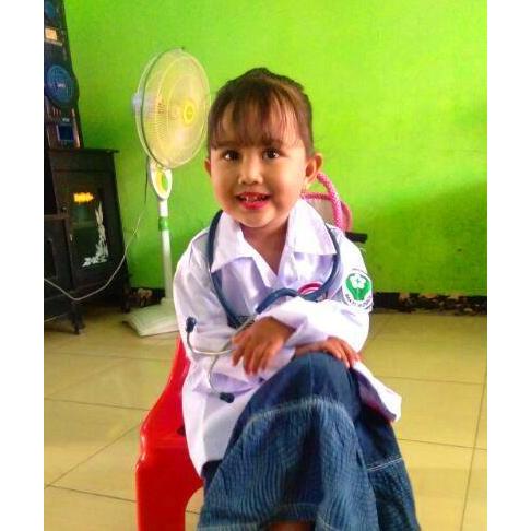 Jas Dokter Anak Perempuan Komplit Logo Idi,Stetoskop Baju Dokter Anak Perempuan Kostum Dokter Anak
