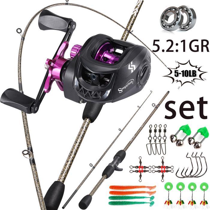 Sougayilang warnawarni Set Joran Pancing, Reel Pancing 1.8M 2 Bagian, Joran Pancing Casting Rasio