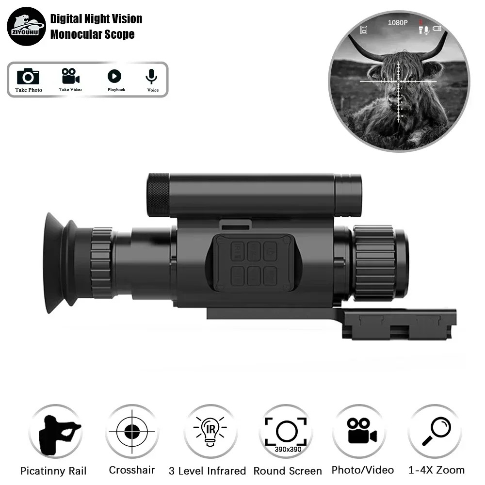 PROMO HARI INI  NV075 Night Vision Hunting Scope Goggles Monocular 200-400M Infrared Camera Support 