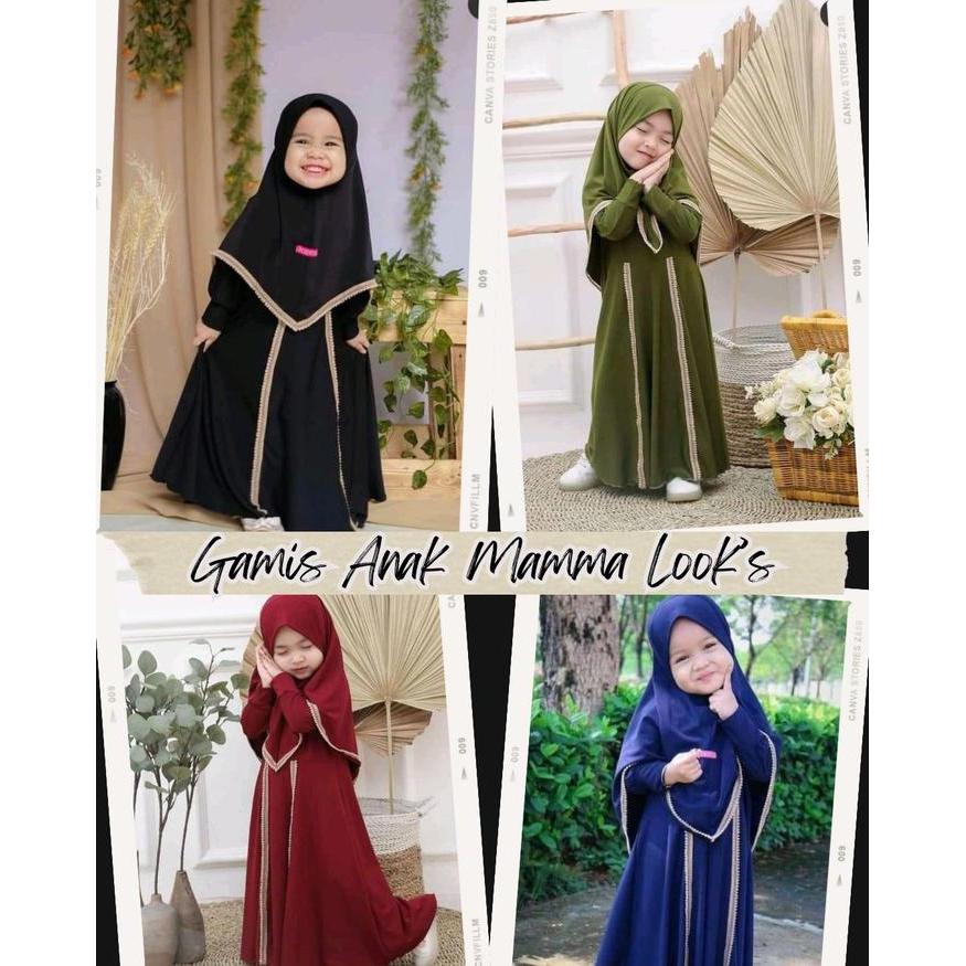 Ini Murah Baju Lebaran Anak Perempuan 2025 Gamis Abaya Jersey Set Hijab Syar'I Umur 1 - 9 Tahun